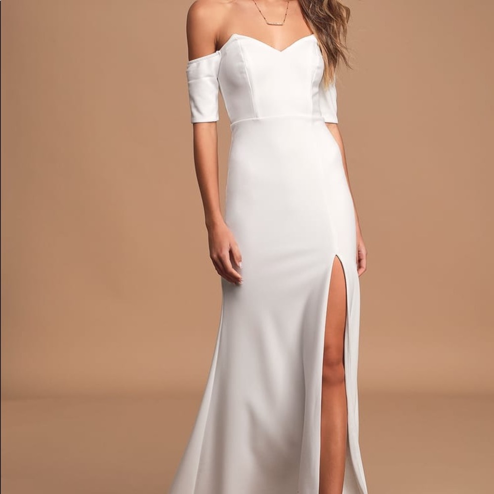Lulus Ivory Off The Shoulder Maxi Dress